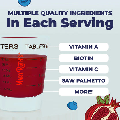 MARYRUTH'S Daily Liquid Hair Formula | With 500 mg SesZenBio™ + 2,500 mcg Biotin | Vitamin C | Thicker, Stronger Hair for Women | Hair, Skin, & Nail Health | Collagen Production | 16 Fl Oz