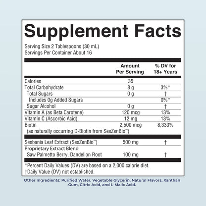 MARYRUTH'S Daily Liquid Hair Formula | With 500 mg SesZenBio™ + 2,500 mcg Biotin | Vitamin C | Thicker, Stronger Hair for Women | Hair, Skin, & Nail Health | Collagen Production | 16 Fl Oz