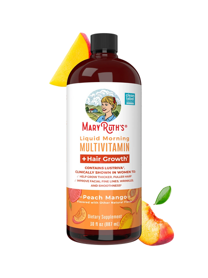 MARYRUTH'S Liquid Multivitamin+Hair Growth | Clinically Tested for Thicker Hair & Facial Wrinkles in Women | Biotin 10000mcg | Lustriva Hair Growth Supplement | Skin Care | Age 18+ | 30 Fl Oz